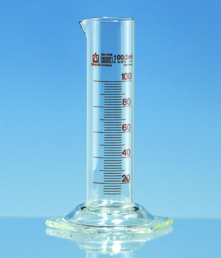 Eprouvette graduée, en verre borosilicate 3.3, forme basse, classe B, graduations brunes | Volume nominal: 10 ml
